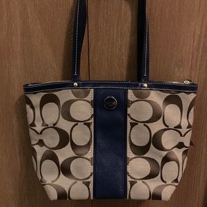 Coach F21950 Signature Tote Navy/Khaki
